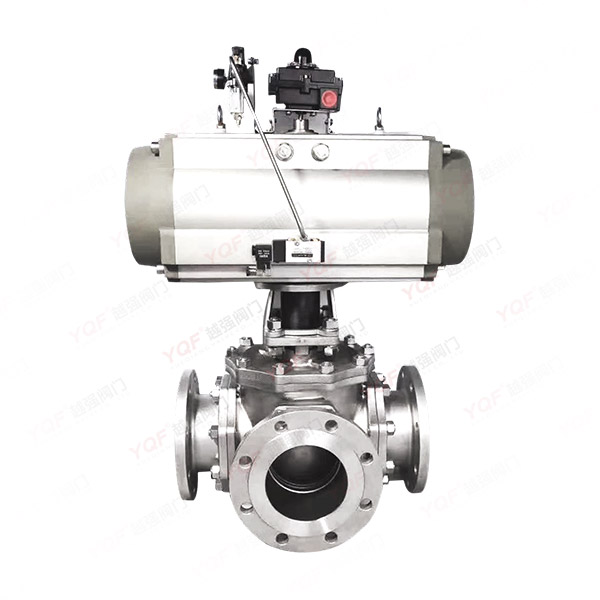 气动三通法兰球阀